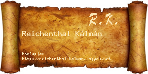 Reichenthal Kálmán névjegykártya